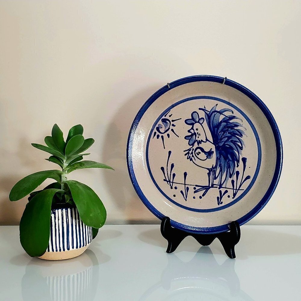 Beaumont Brothers Pottery, Ceramic Plate, Salt Glaze Colbalt 1991 Dated Stamped